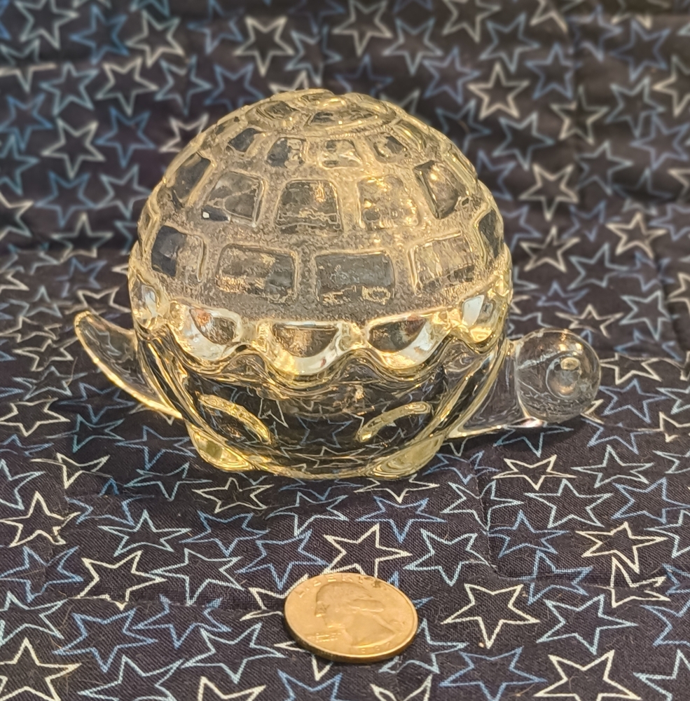 Glass Turtle jewelry Memento trinket holder
